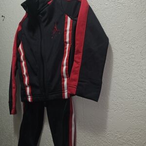 Black and Red Vintage Jordan Tracksuit with Stripes